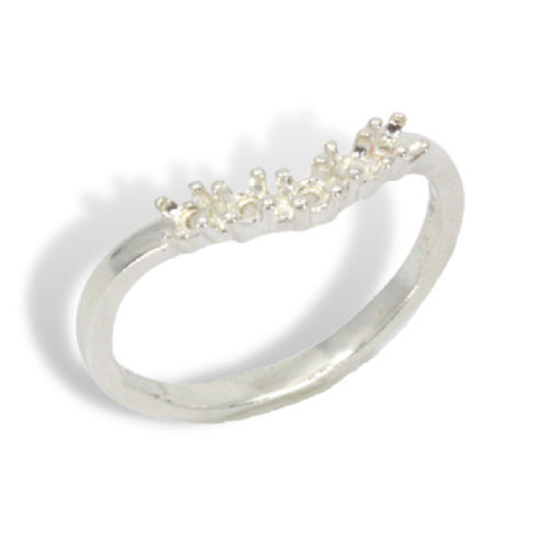 Five (5) Stone 2mm Round Curved Wedding Band Ring Mounting