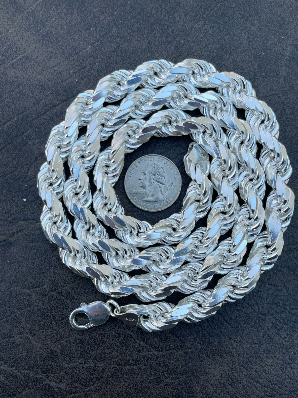 Real Solid 925 Sterling Silver 11mm Thick Men’s Rope Chain Necklace Heavy Kilo