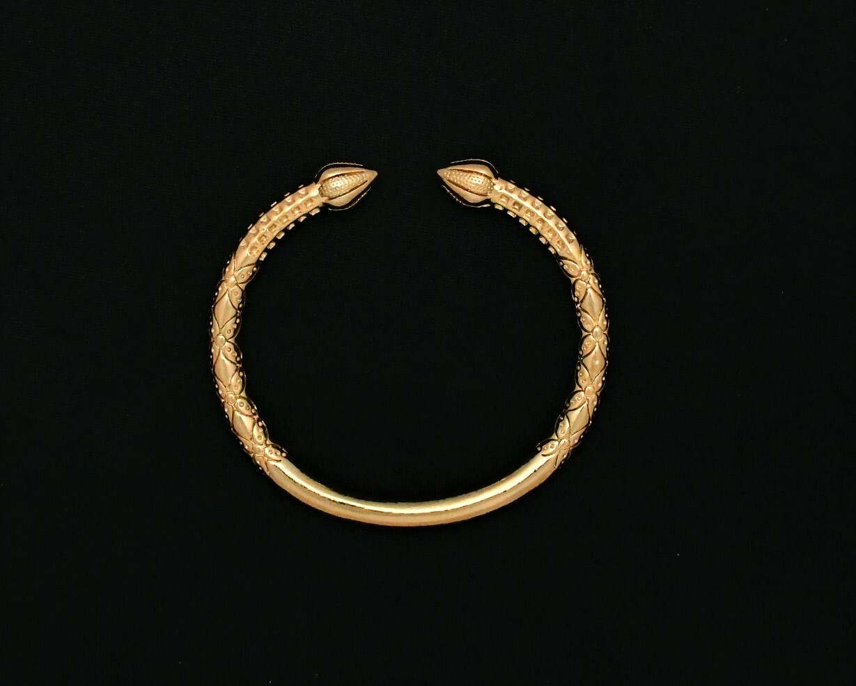 22kt Gold Filled Solid Acorn End West Indian Bangle for Men with Design (Large)
