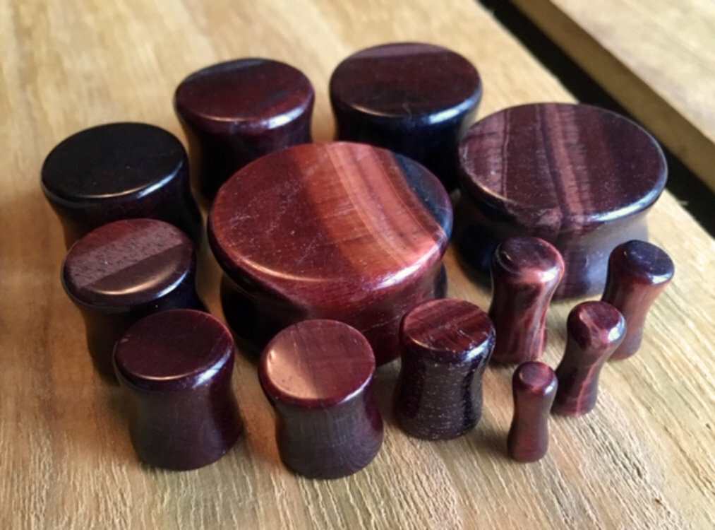 PAIR Red Tiger Eye Organic Stone Plugs Gauge – 3mm (8g) to 25mm (1″) available