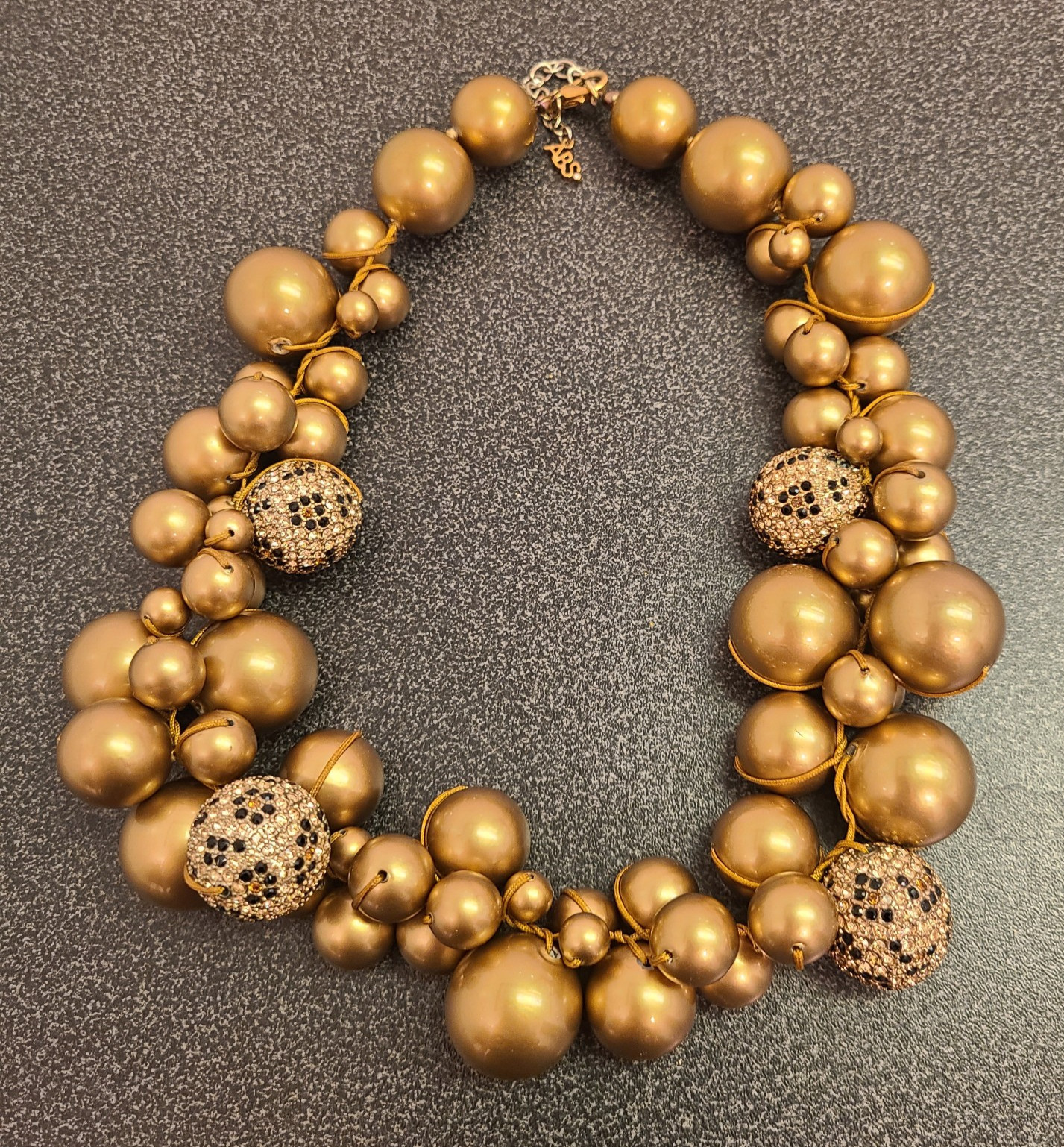 ABS Allen Schwartz Chunky Choker Necklace Giant Gold pearl Statement pc Art Deco