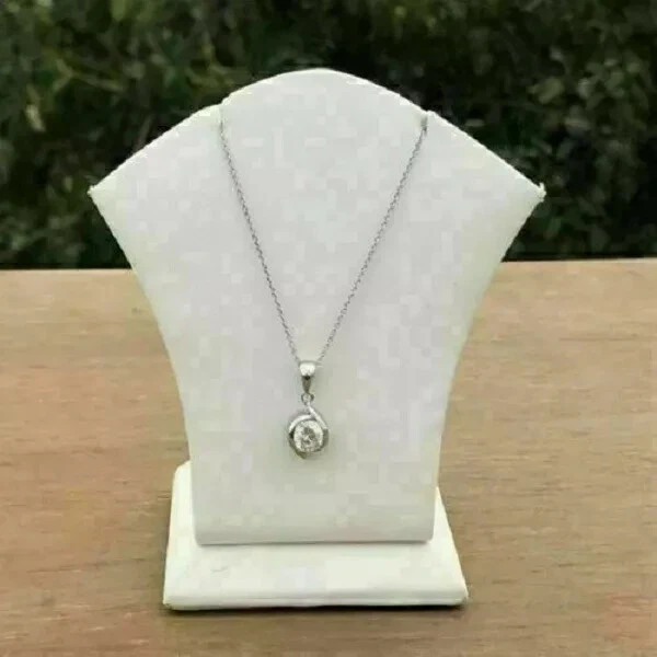 2.00Ct Round Cut Diamond Solitaire Pendant 14k White Gold Finish 18″ Free Chain
