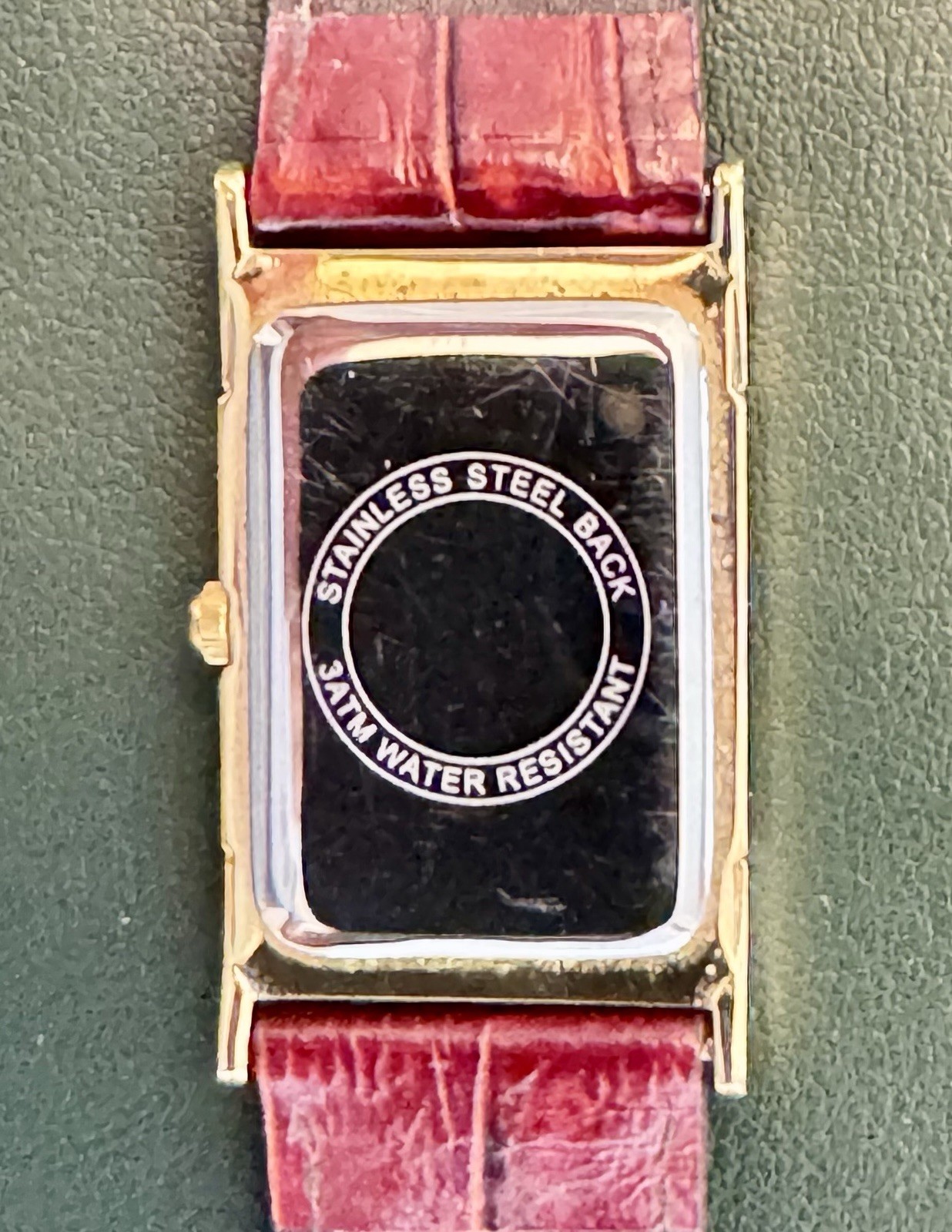 Orvis Quartz Watch Mens Rectangular Tank Leather Box Date VTG – Needs Battery