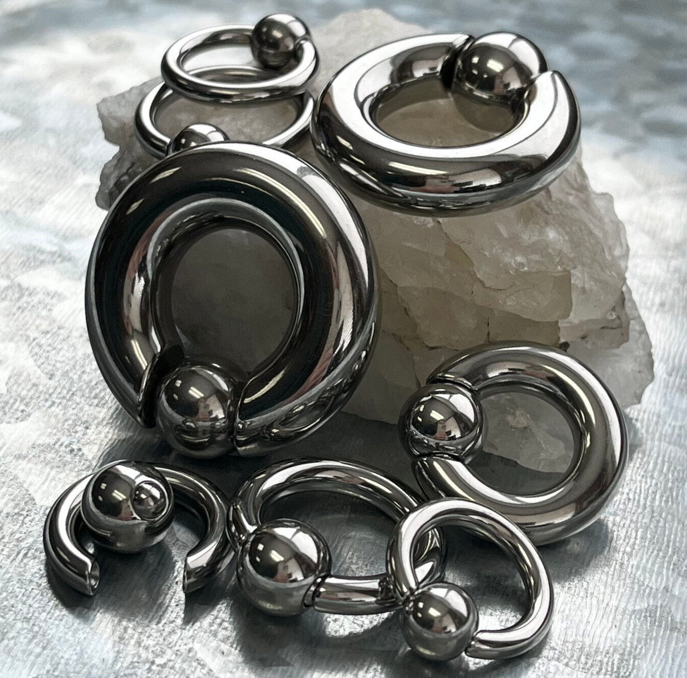 1pc Spring Loaded Captive Bead Rings 316L Surgical Steel Easy Pop Out 8g-00g