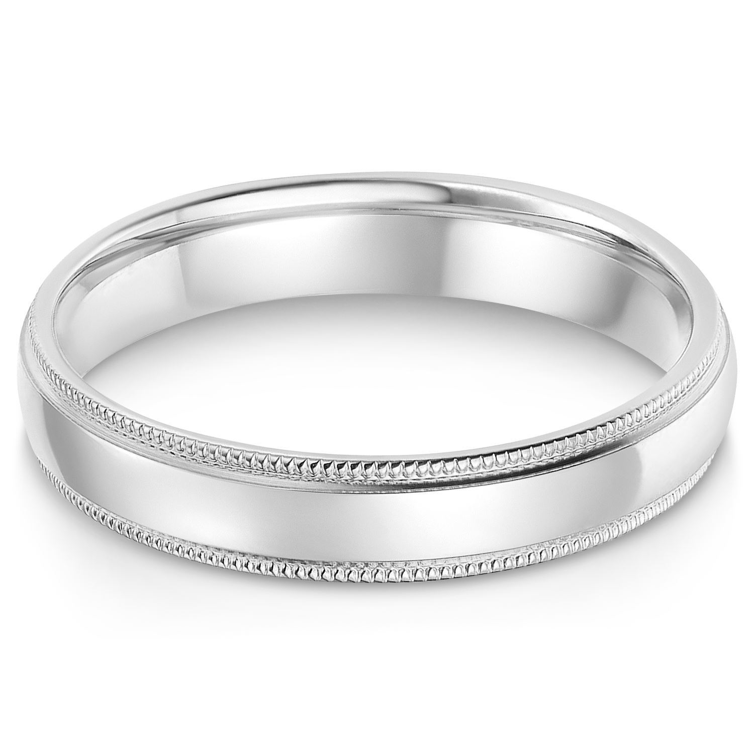 14k Solid Gold 4mm Standard Classic Fit Milgrain Plain Band Ring for Men & Women