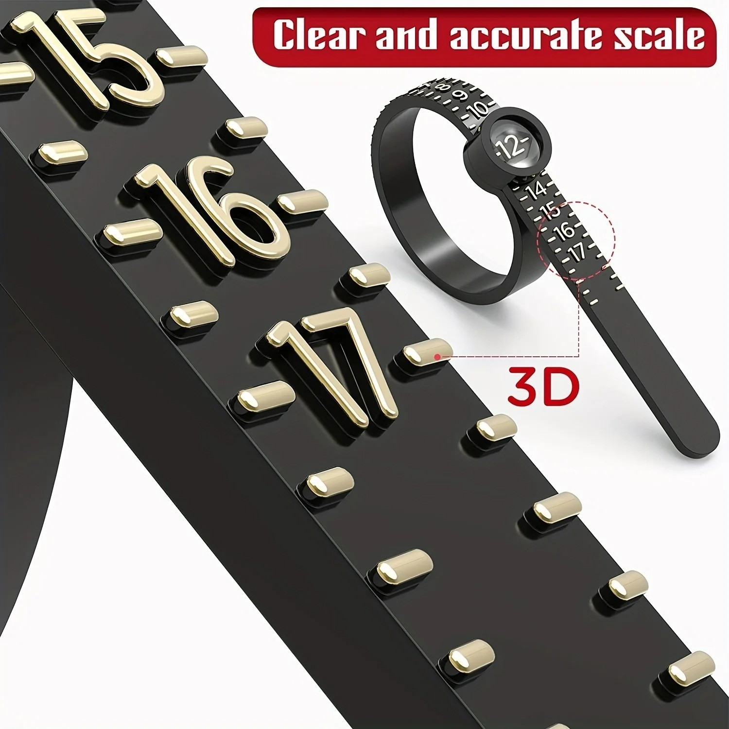 Ring Sizer with Magnifier – US/UK/EU/HK Jewelry Measuring Ruler for Finger