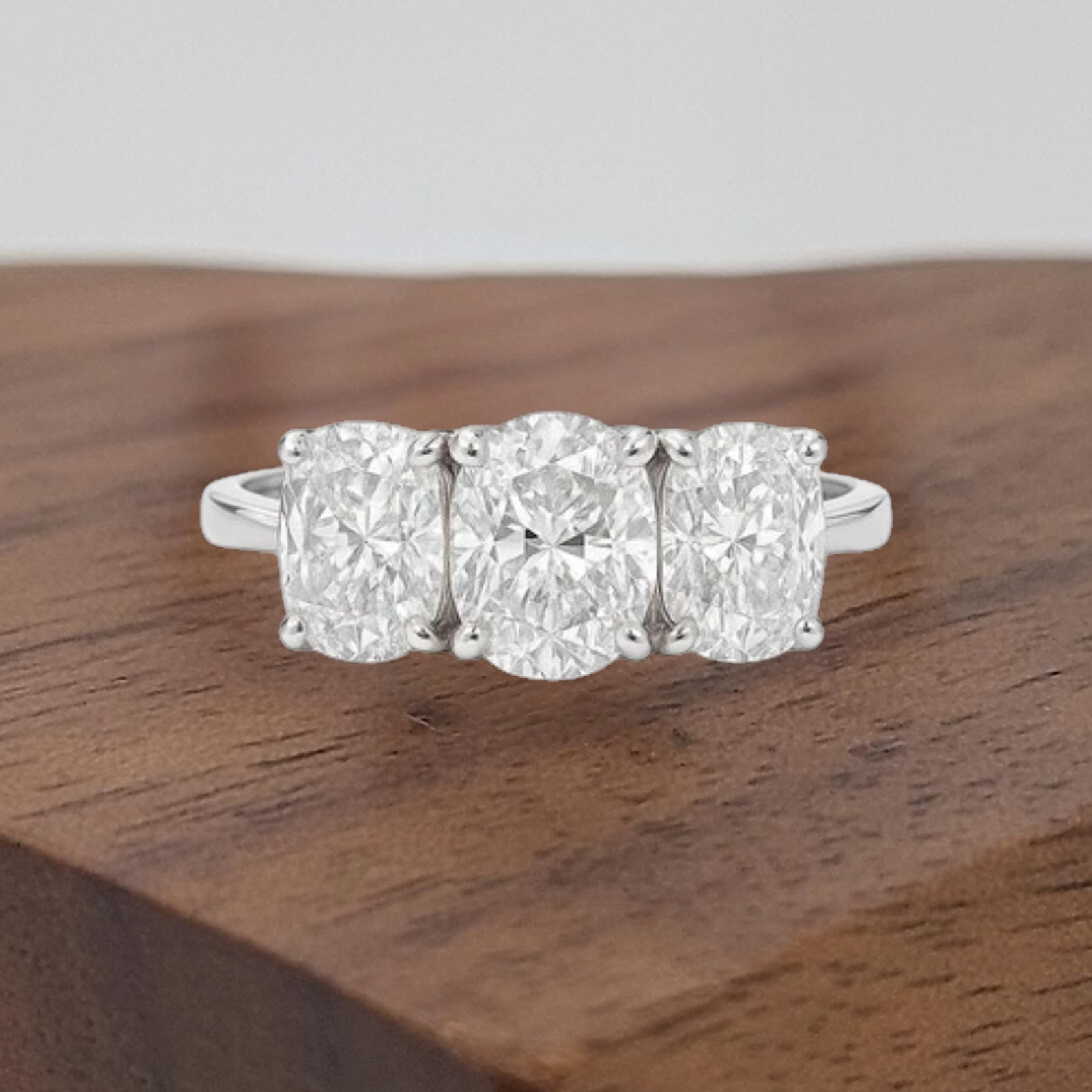 IGI Certified Lab Grown Diamond Engagement Ring 18k White Gold Oval Cut 3.00 Ct