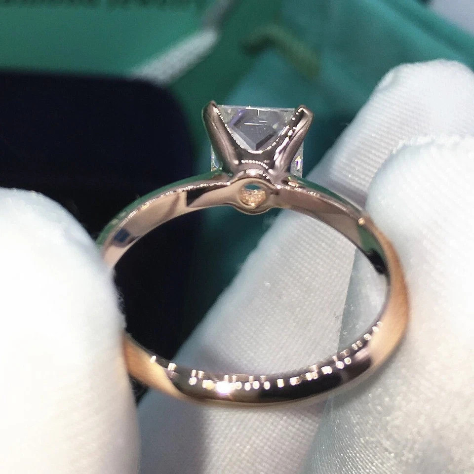 Princess Cut 2 Ct Lab Created Moissanite Solitaire Ring 14K Yellow Gold Plated