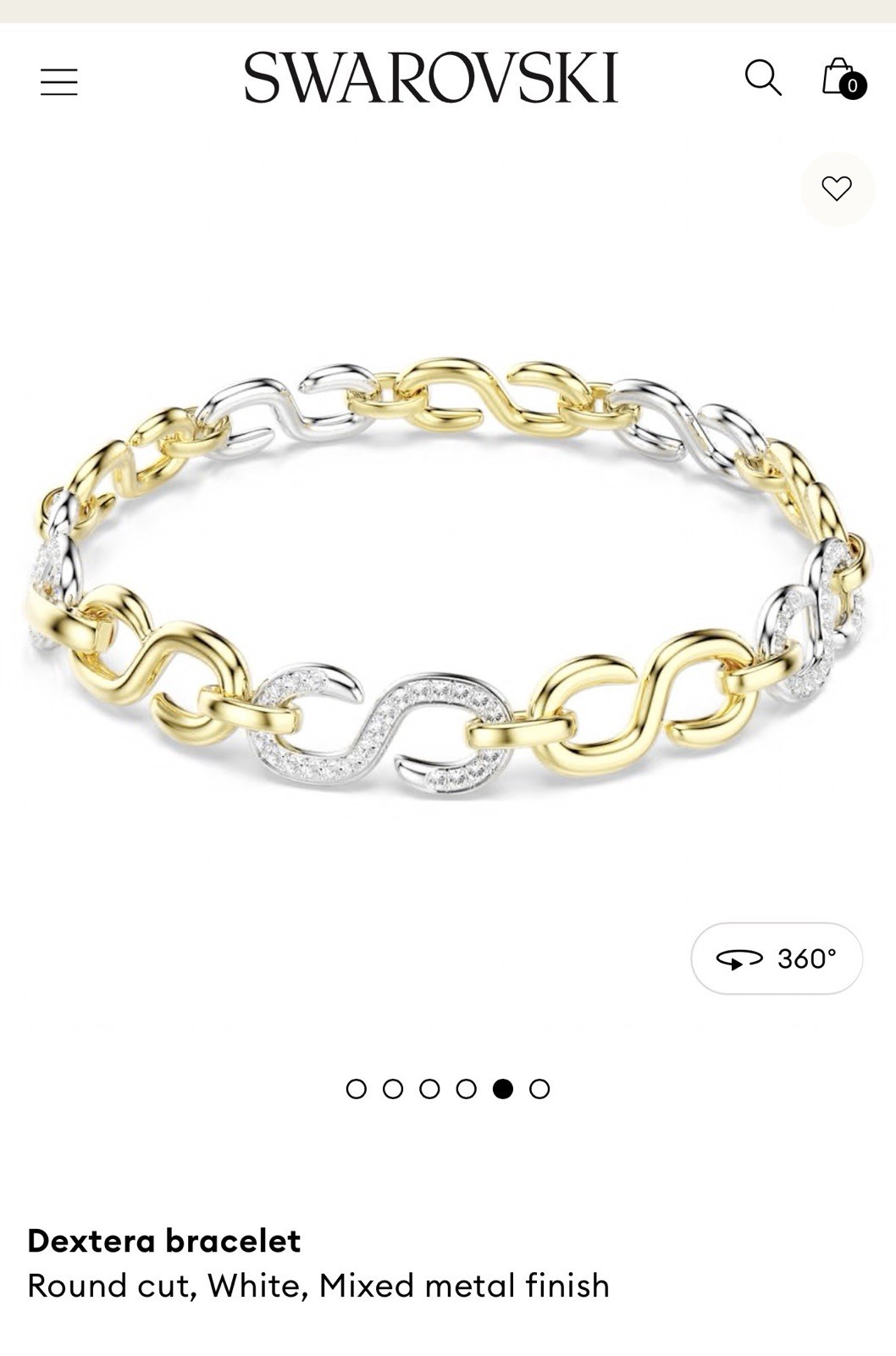Swarovski Dextera Mixed Metal Finish Link Bracelet White Round Crystal Pavé