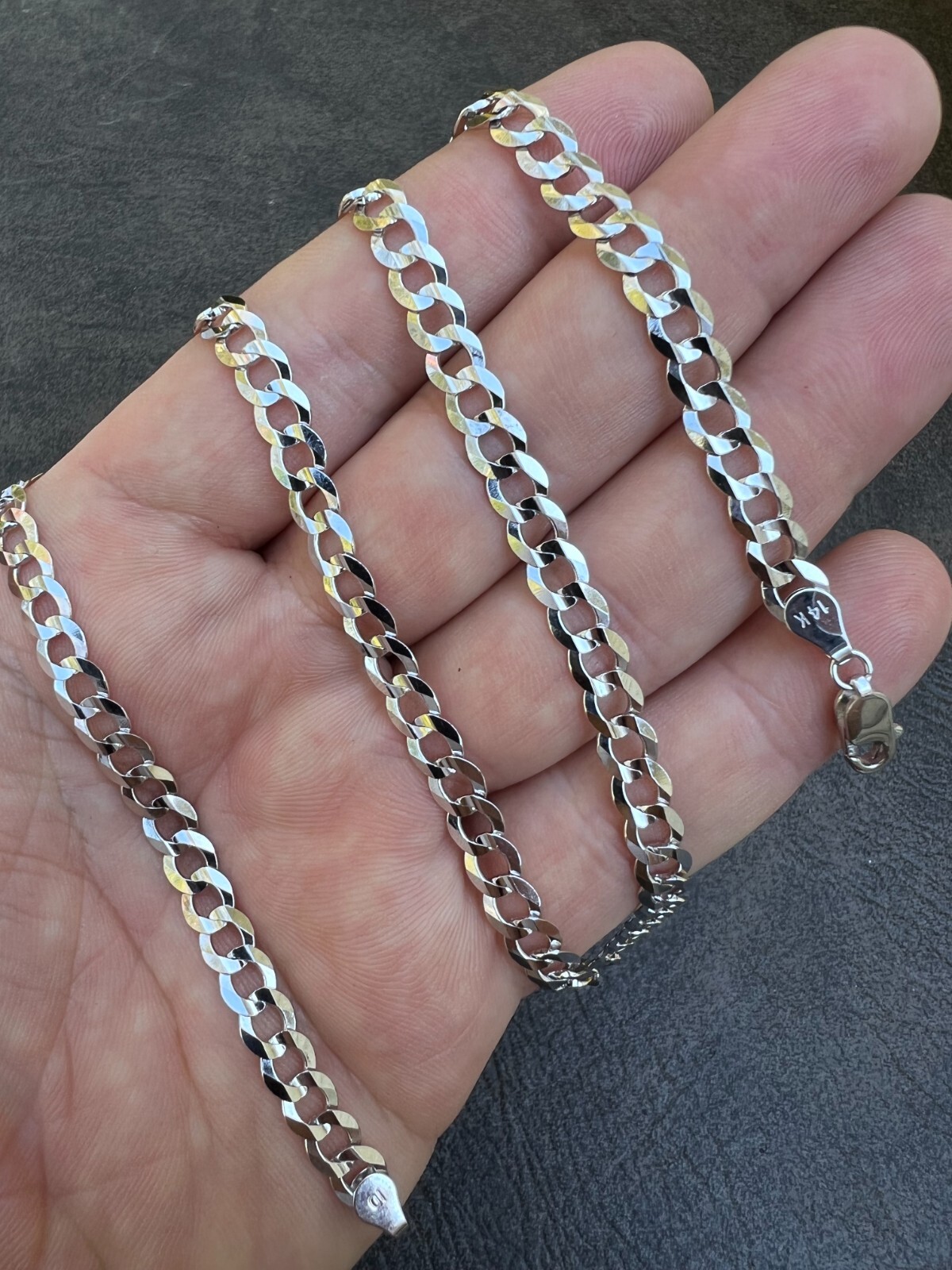 Real Solid 14k White Gold Curb Miami Cuban Link Chain 16-30″ 2.5-5.7mm Necklace