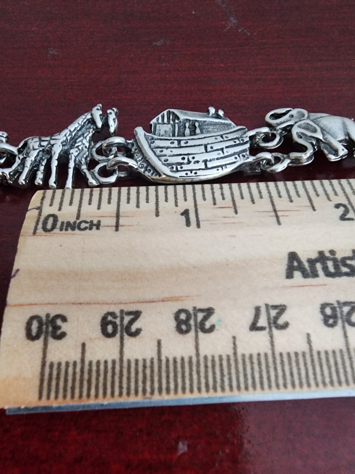 VINTAGE STERLING SILVER NOAH’S ARK LINKS BRACELET. 7″