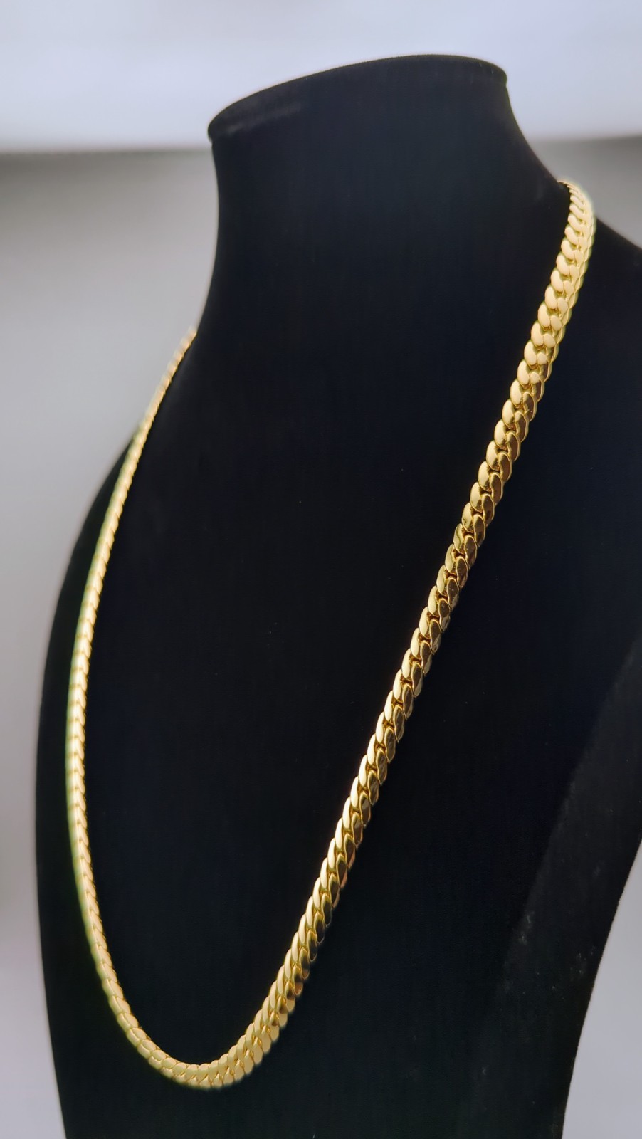 Men’s Gold Tone Cuban Curb Link Chain Necklace 20” 6mm 35g Marked 14K