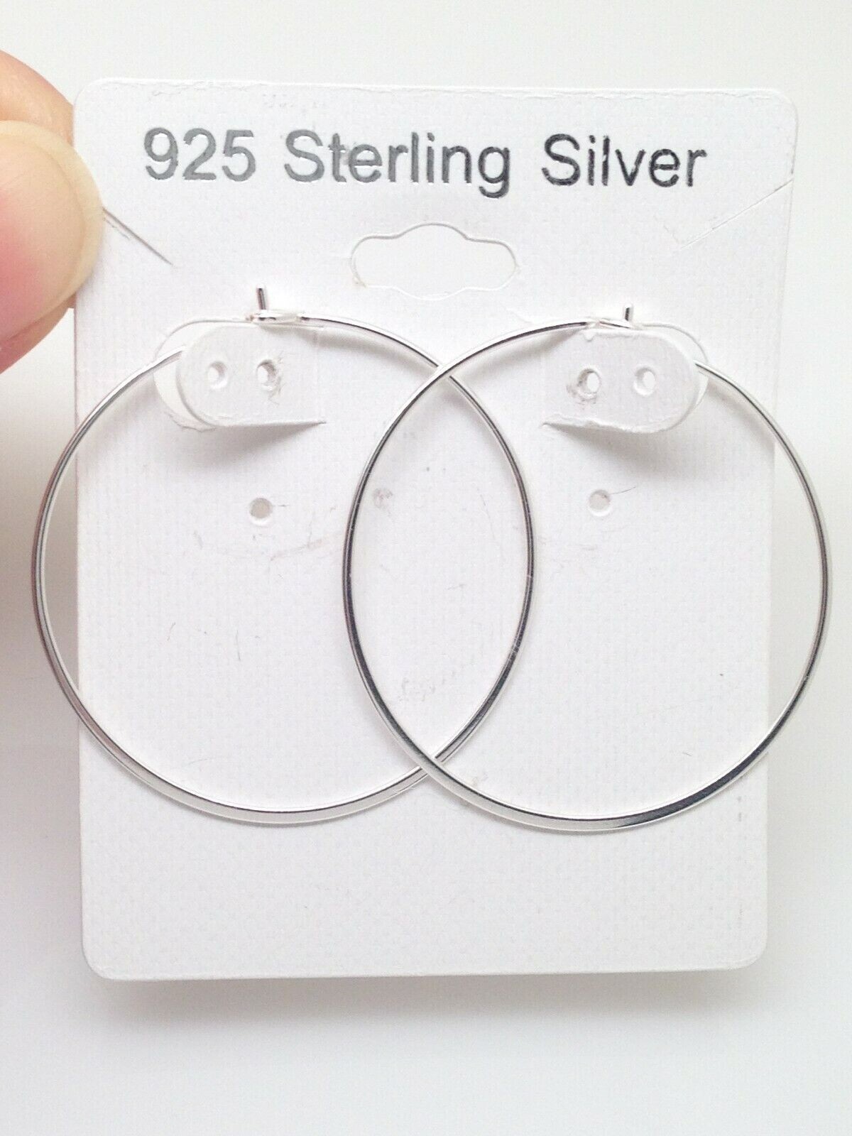 925 Sterling Silver Plain Hoop Earrings THIN Wire Medium Hoops Womens Girls 36mm