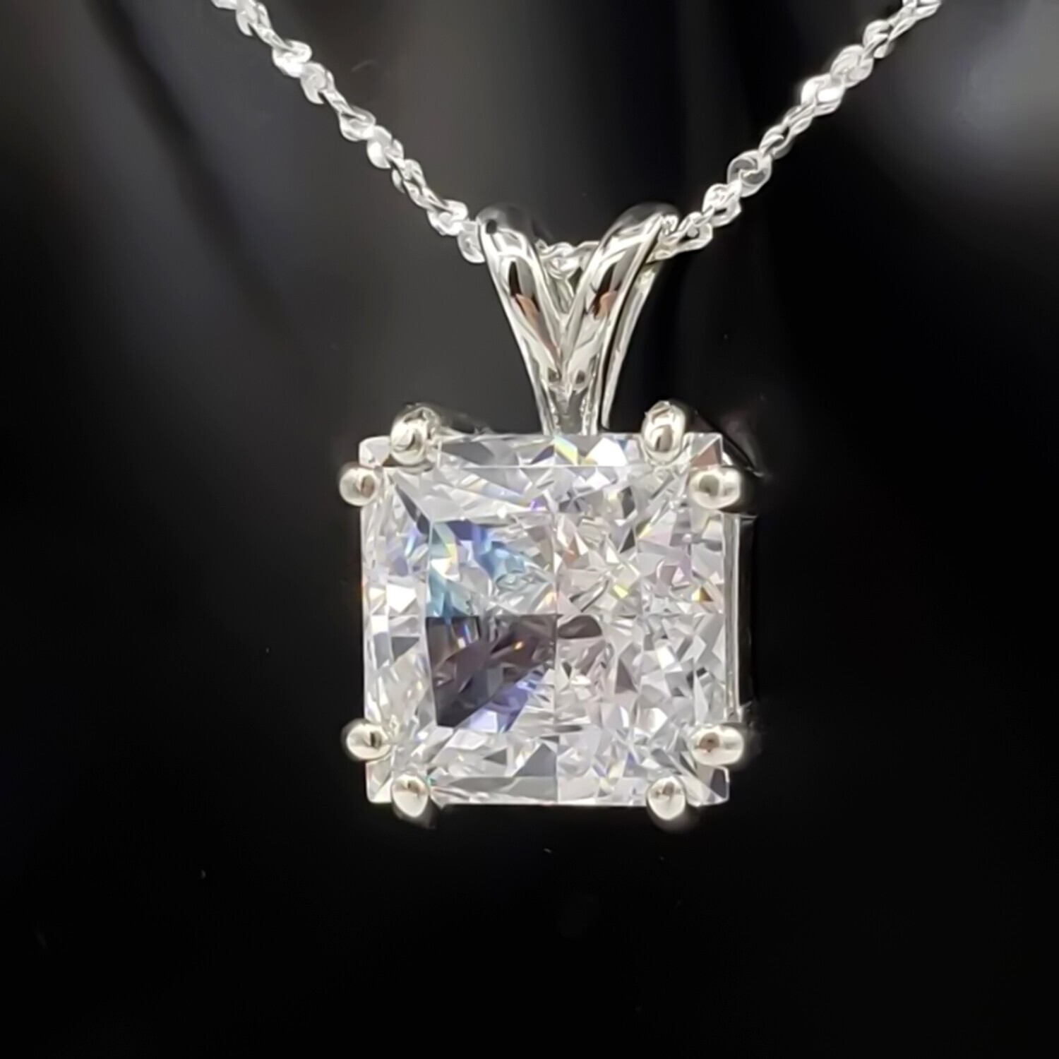 4.01 Ct Princess Cut Diamond Pendant 925 Silver Holiday Jewelry Gift