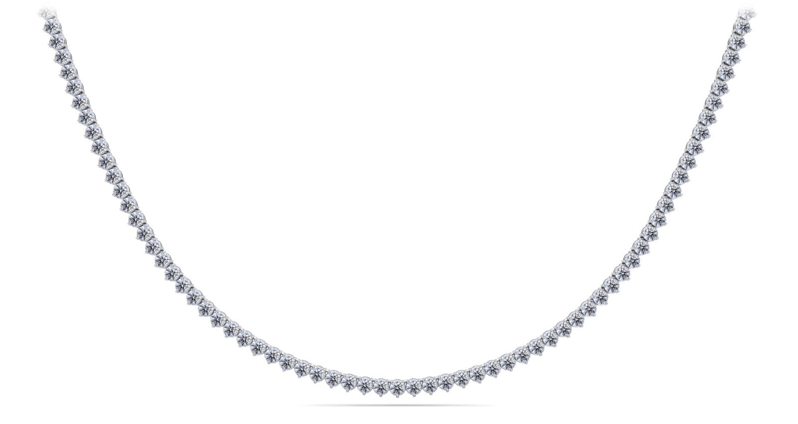 925 Sterling Silver Lab Created Diamond 3 Prong Riviera Necklace 8-12 CTW