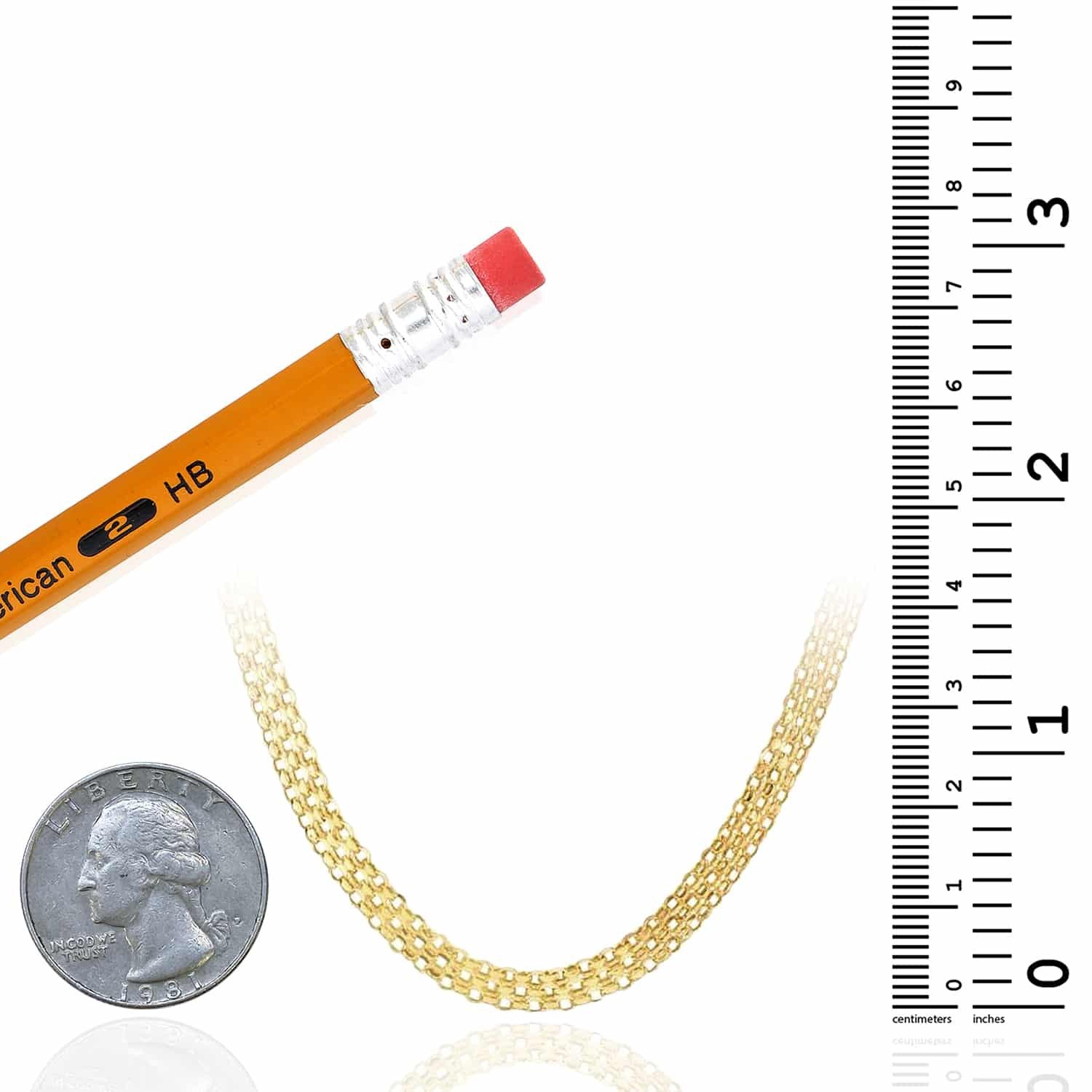 14K Yellow Gold 3.5mm Bismark Chain (Solid Links) 16″-20″