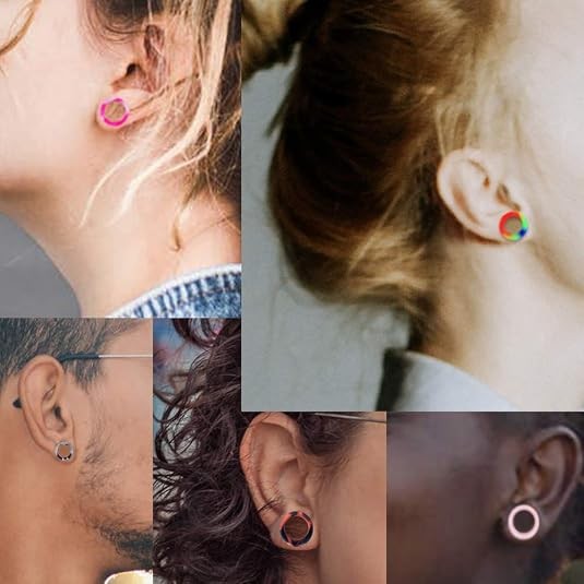 2PCS Silicone Colorful Ear Gauges Plugs Stretchers Double Flared Tunnels 2g-3/4″