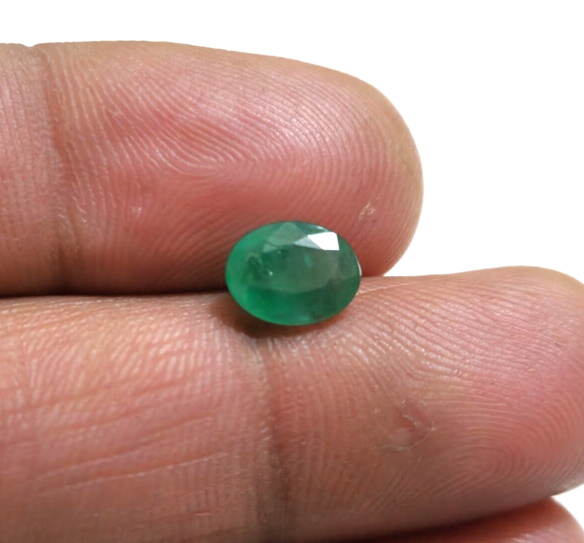 Wonderful A+ Zambia Green Emerald 1.35 Crt Faceted Cut Oval Shape Loose Gemstone
