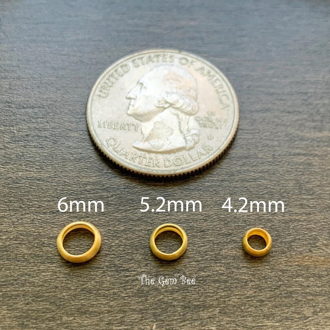 6mm or 5.2mm 18k Yellow Gold Matte Loop Spacer Ring Bead 4.5mm 3.5mm holes