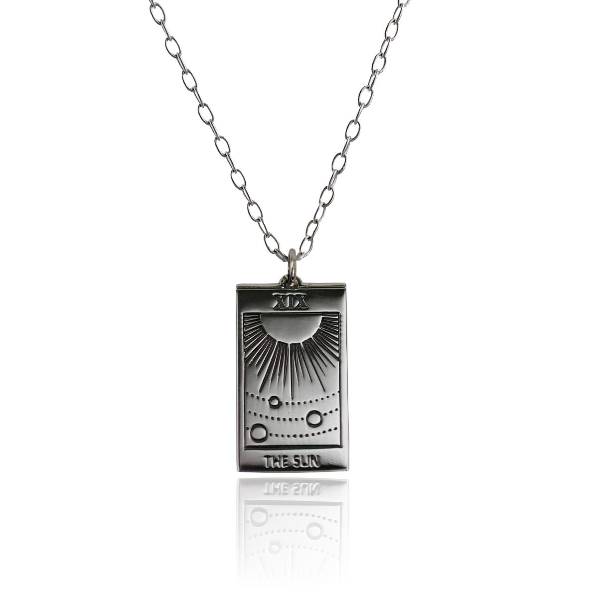 FashionJunkie4Life Sterling Silver Sun Tarot Card Pendant with 18″ Chain