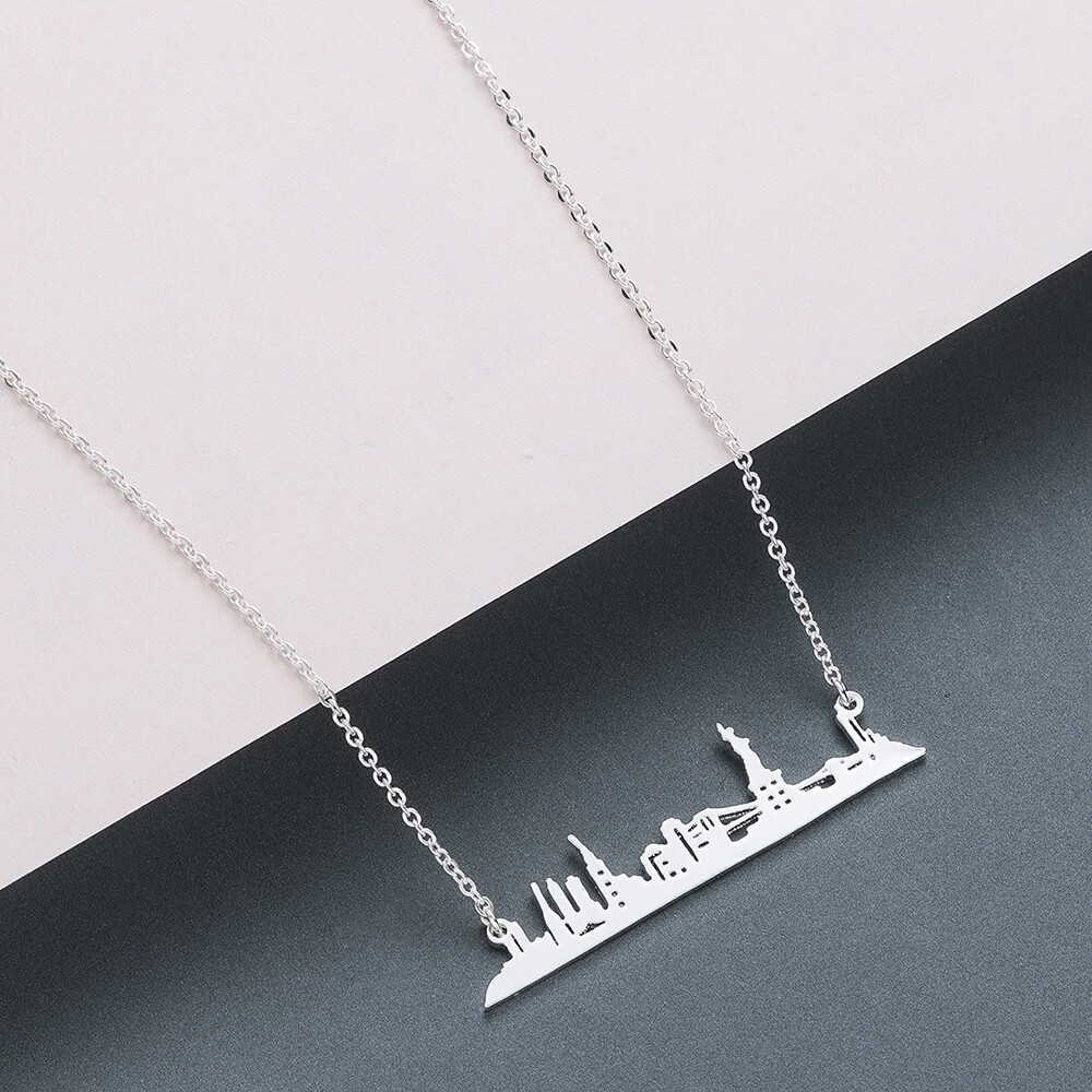 NYC NECKLACE Silver, Rose Gokd or Gold Plated Small New York HYPOALLERGENIC