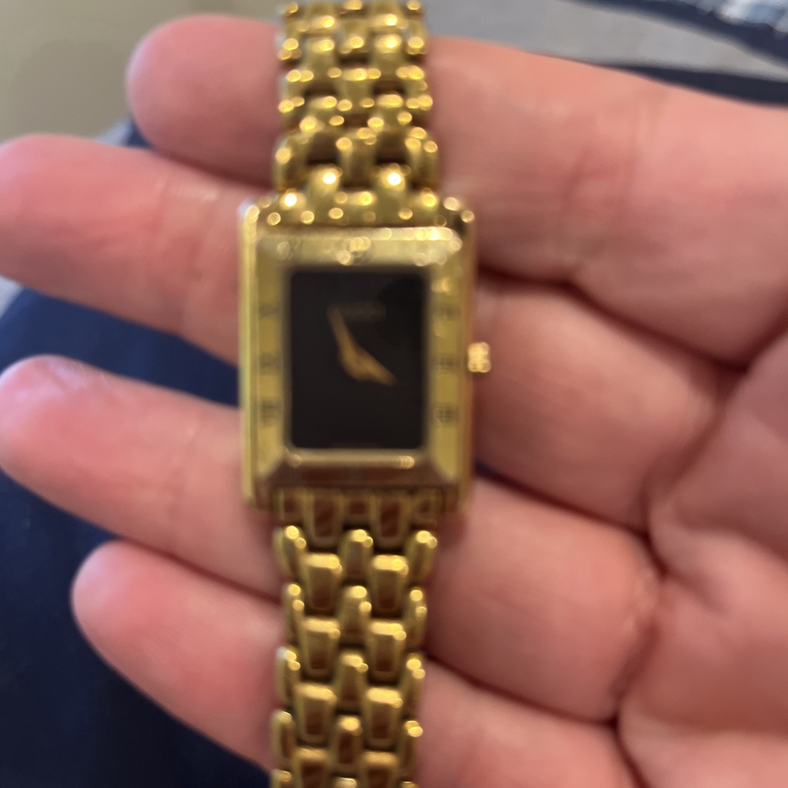 GUCCI 4200L Watch Black Gold Square Timepiece Genuine Authentic Vintage