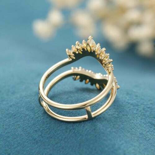 1CT Lab Created Diamond Enhancer Guard Wrap Ring 14K Yellow Gold Finish
