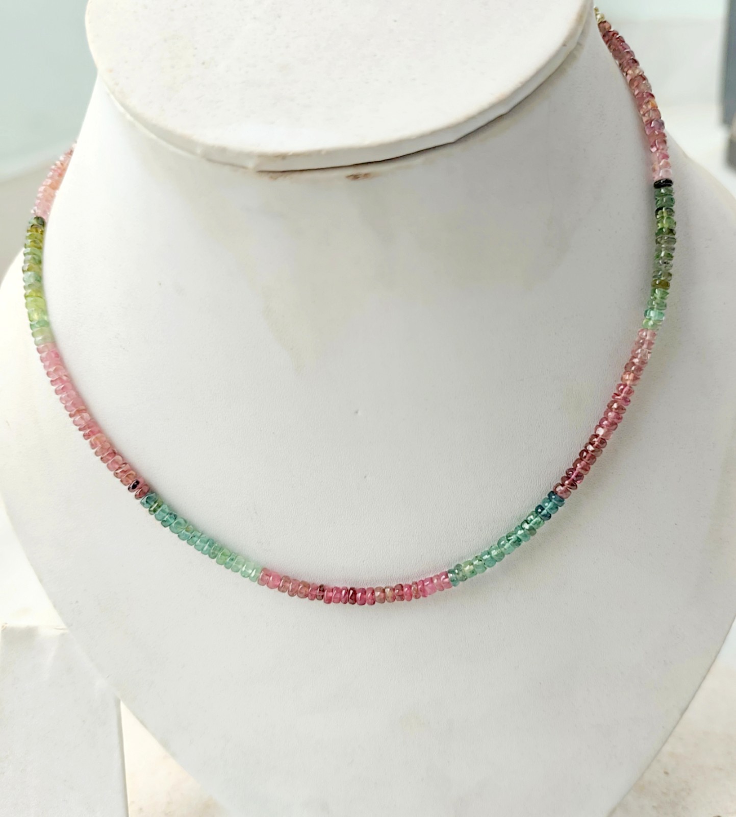 AAA Natural Multi Tourmaline Smooth Necklace, 4-4.5 mm Tourmaline Gemstone Beads