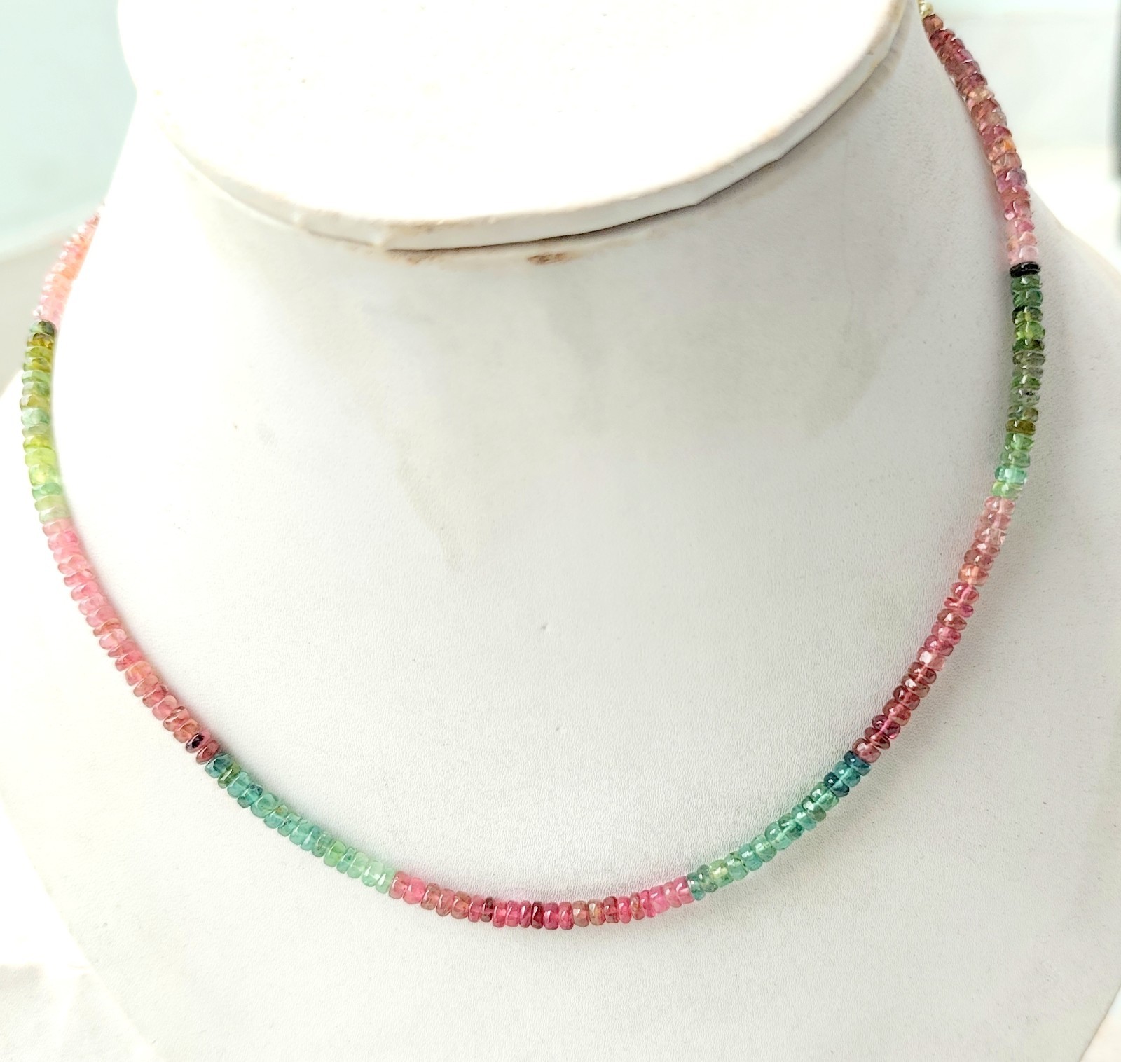 AAA Natural Multi Tourmaline Smooth Necklace, 4-4.5 mm Tourmaline Gemstone Beads