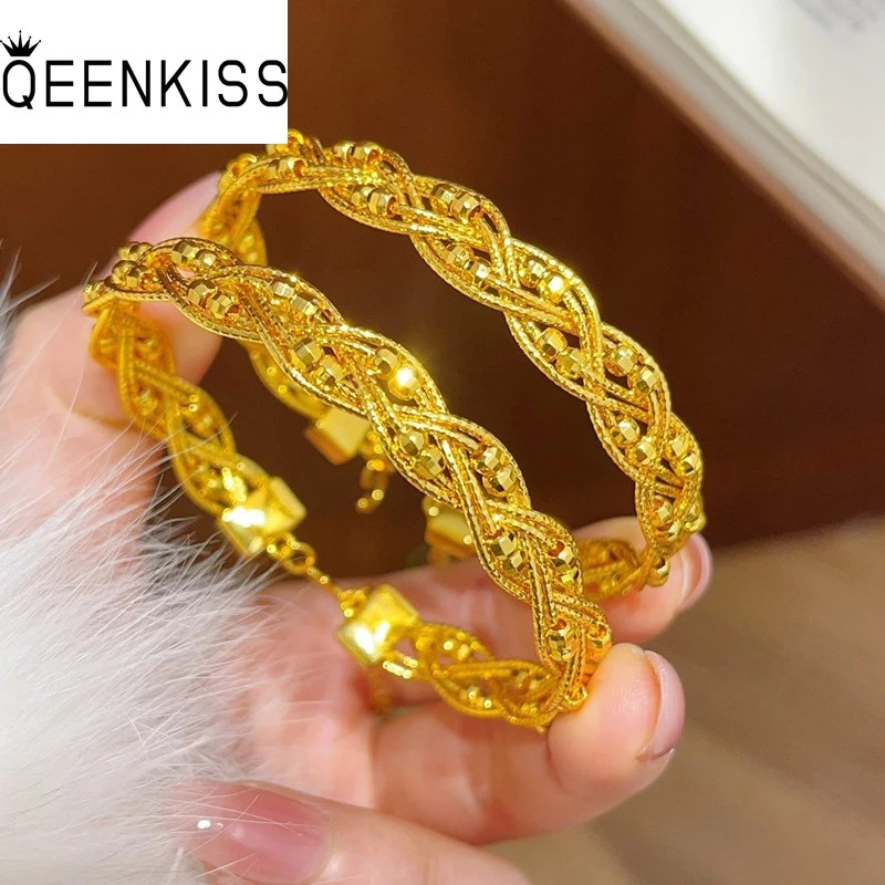 24KT Gold Shiny Lace Bangle Bracelets for Women Wedding Party Birthday Christmas