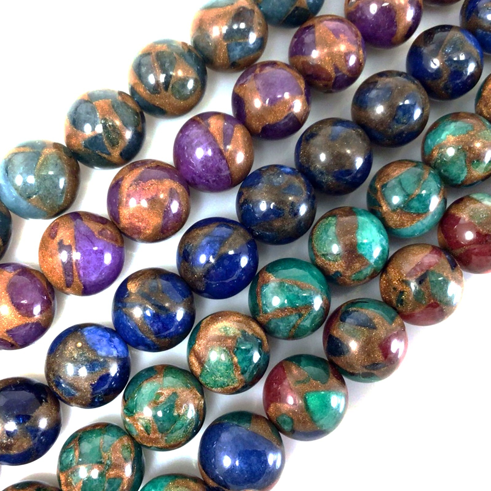 Gemstone Impression Jasper Cloisonne Variscite Round Bead 15″ 4mm 6mm 8 10 12mm