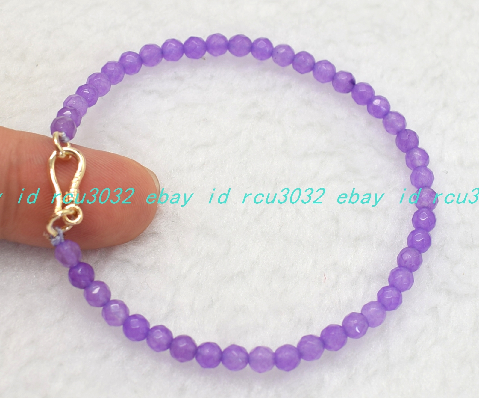 Charming 4mm Faceted Lavender Purple Jade Gemstone Round Beads Bracelet 7-9 In