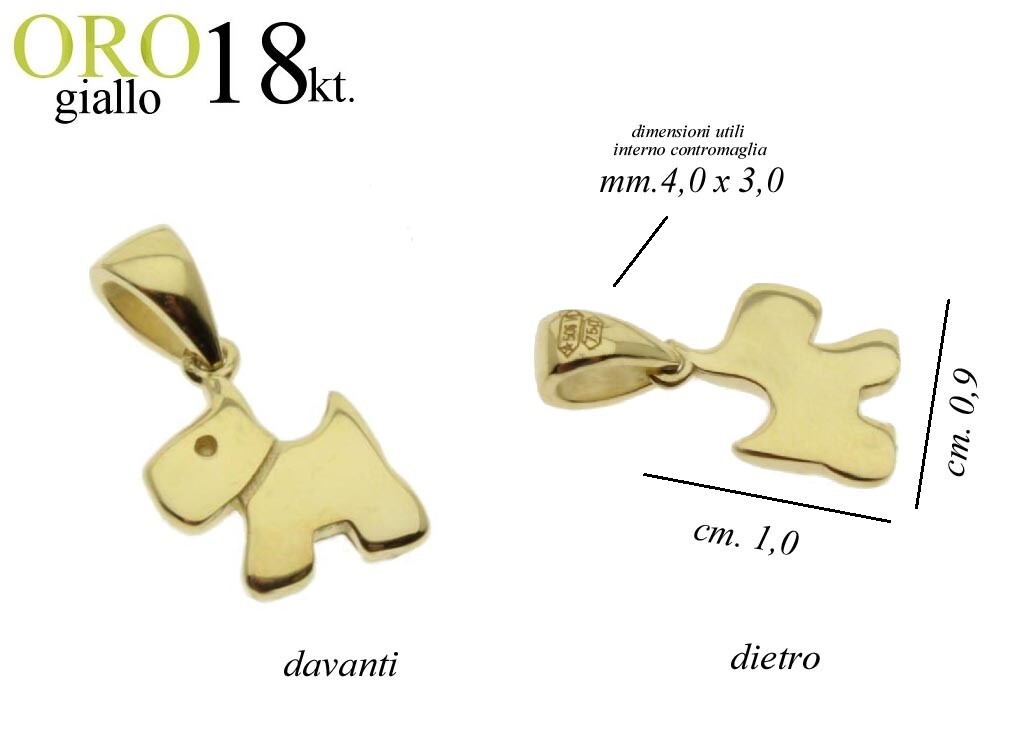 Dog Or Cat Pendant Gift Yellow Gold 18Kt. 750/1000