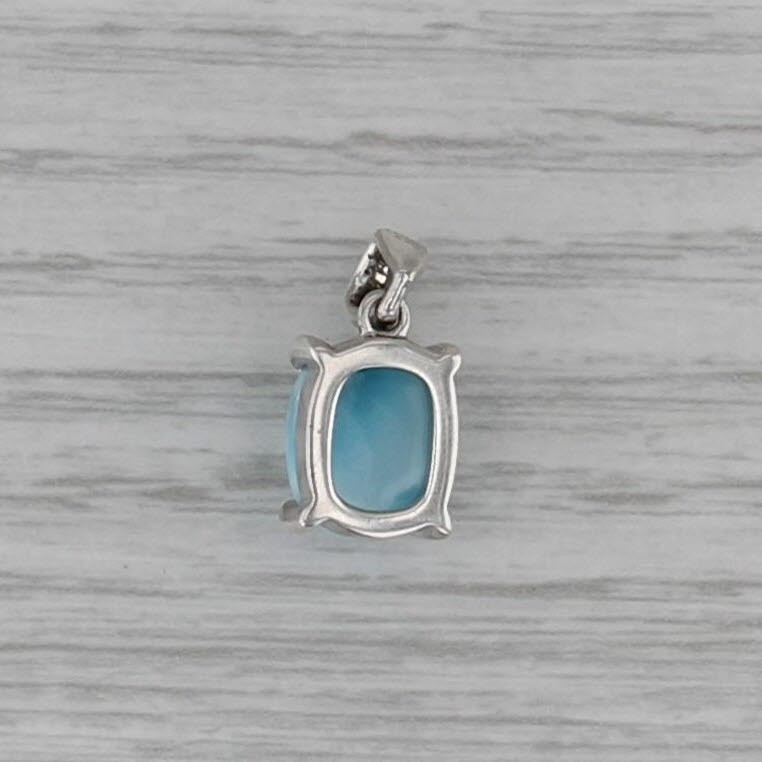 Natural Larimar Oval Gemstone 925 Sterling Silver Handmade Pendant