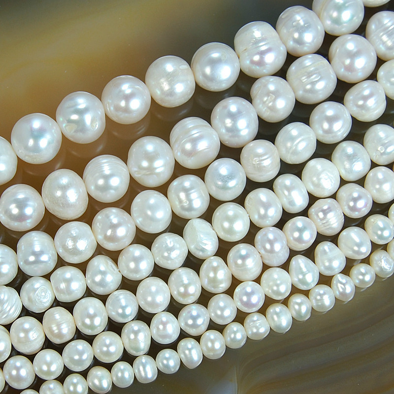 Natural Freshwater White Pearl Round Beads 14″ 4mm 6mm 8mm 9mm 10mm 11mm 12mm