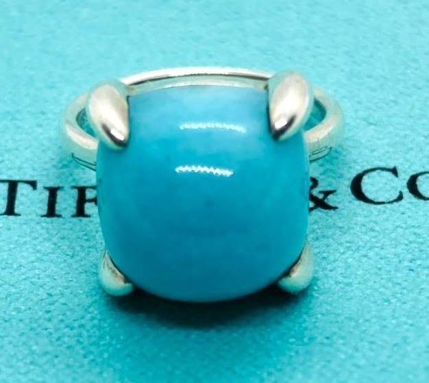 Tiffany & Co Sterling Silver 925 Sugar Stacks Turquoise Thailand Ring