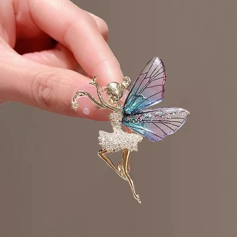 Vintage Art Nouveau Style Fairy Beauty Brooch Shawl Pin Pendant Luxery Jewelry