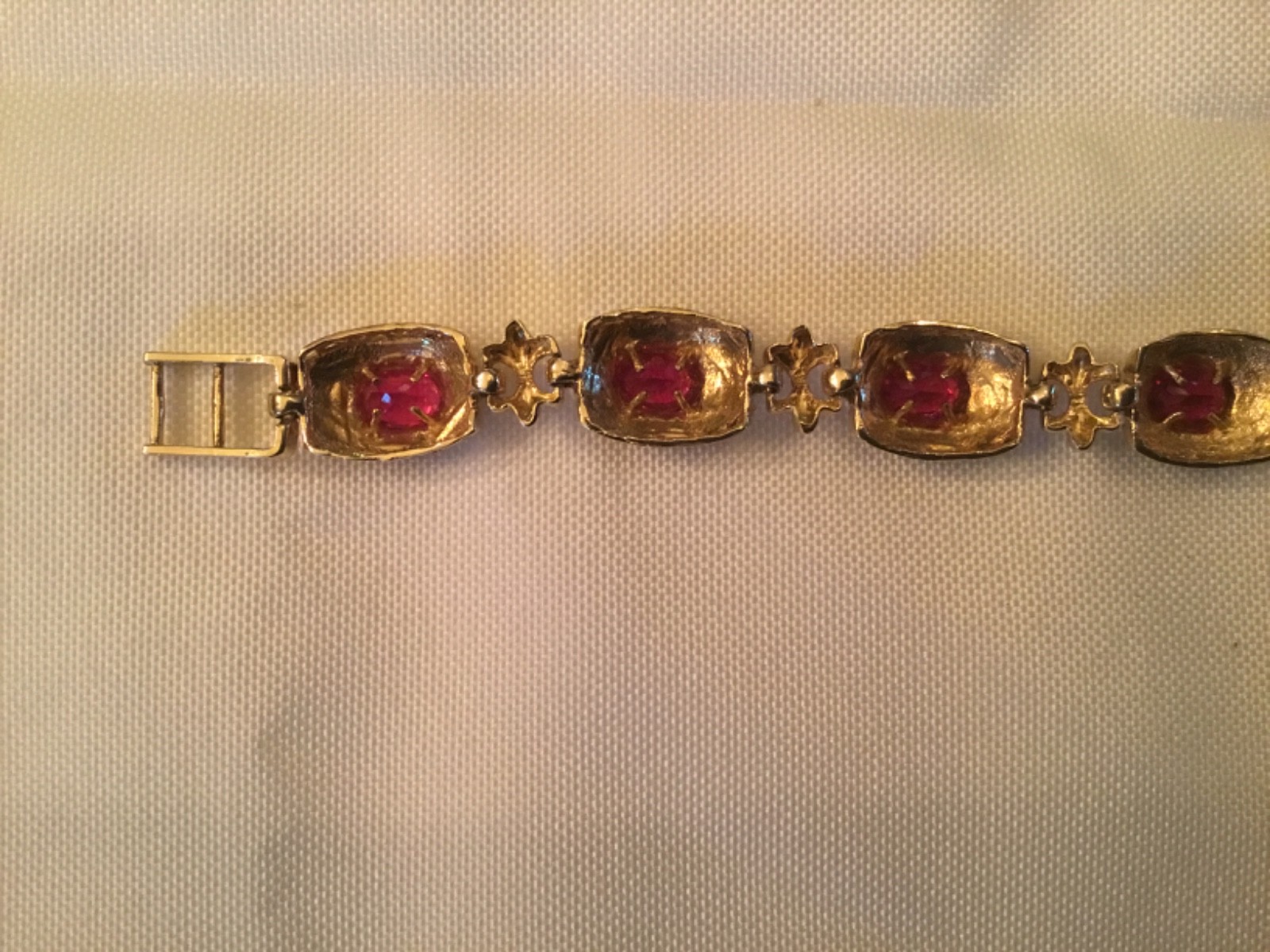 10KT Synthetic Ruby Bracelet -18.52 Grams- Adjustable Clasp- Wear or Scrap