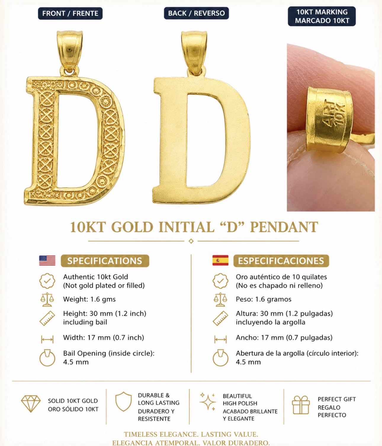 10kt Gold Letter d 1.6gms