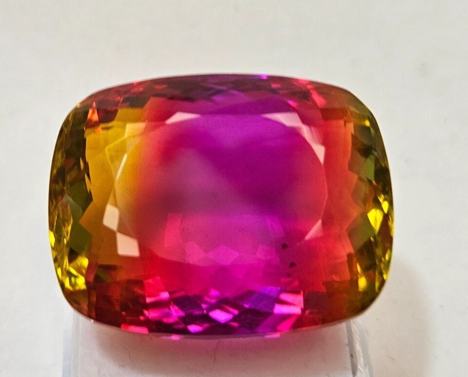 Natural Tourmaline Cushion Cut Bi-Colour 89-90Ct CERTIFIED EGL Loose Gemstone