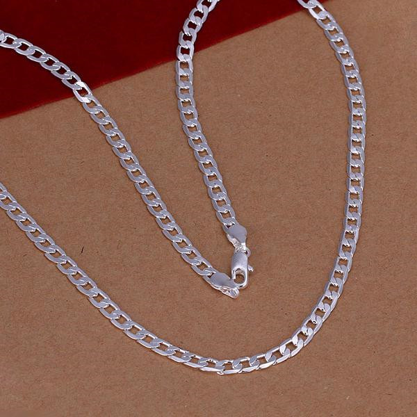 925 Sterling Silver 4mm wide 16~30 inch Cuban Curb Link Chain Necklace