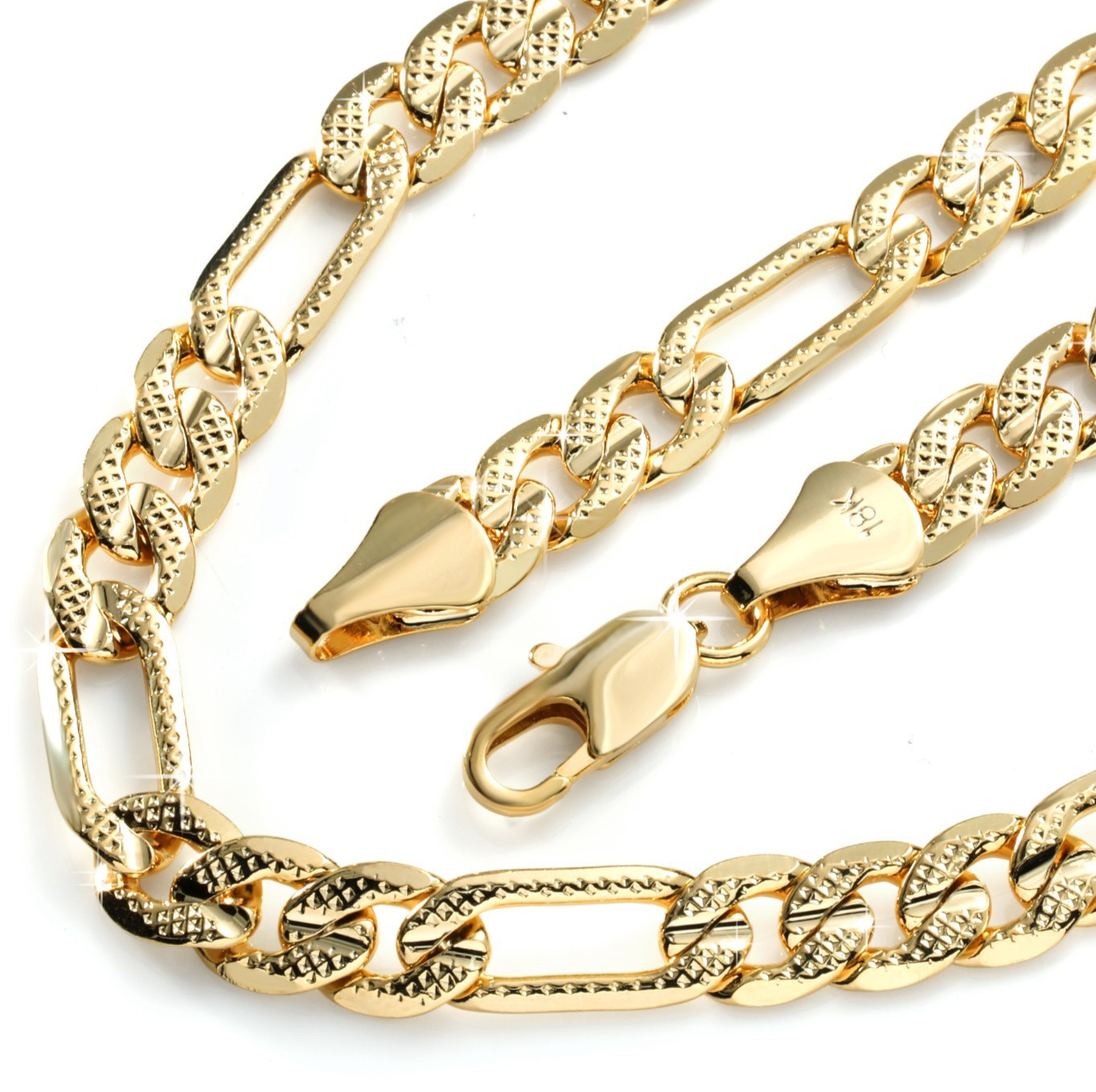 Frost Italy Figaro Chain 18K Gold Plated 8mm 24″ Hip Hop Fashion For Men & Women