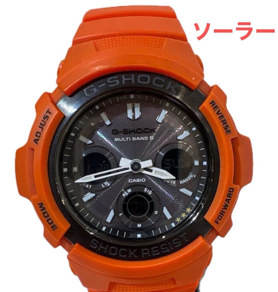 CASIO G-Shock MULTI BAND 6 Orange Radio Solar Used Watch Working Condition