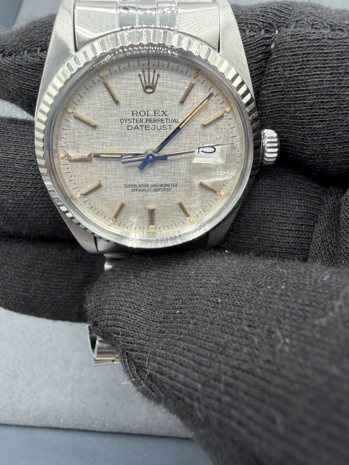 Rolex Datejust 36MM Silver Linen Dial Jubilee Bracelet – 16014-1983 – RARE LINEN