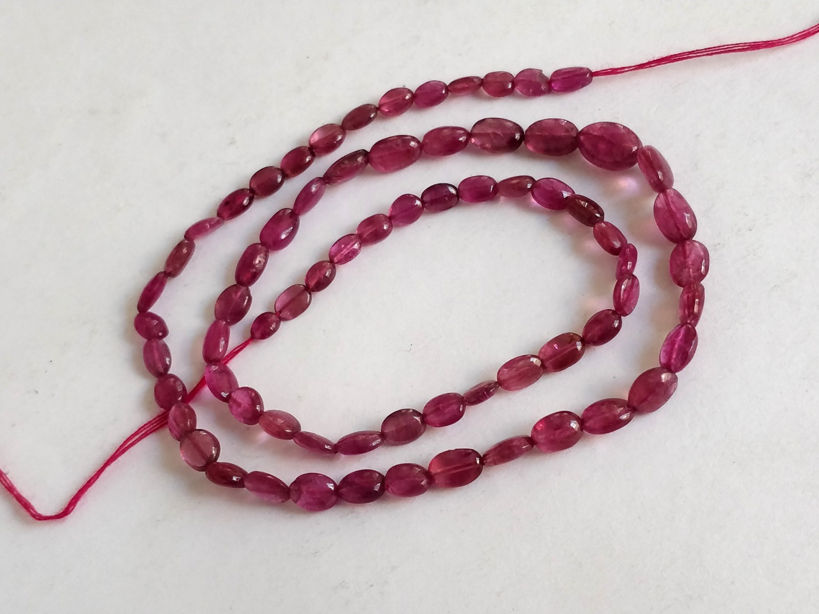 Rubellite Tourmaline Oval nuggets 5 – 8 mm Pebble Beads 16″ loose strand