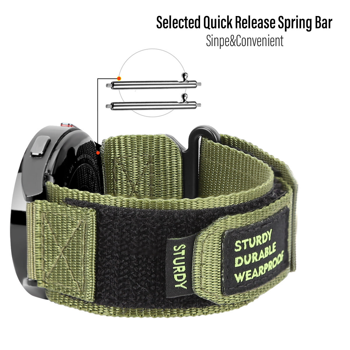 Compatible With Samsung Galaxy Watch Band Rugged Nylon Strap With Woven Loop