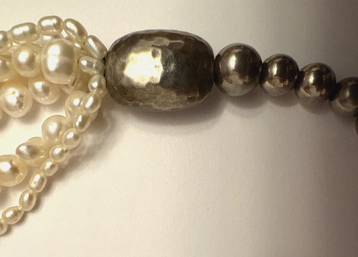 Silpada Multi Strand Fresh Water Pearl & Sterling Silver Bead Necklace