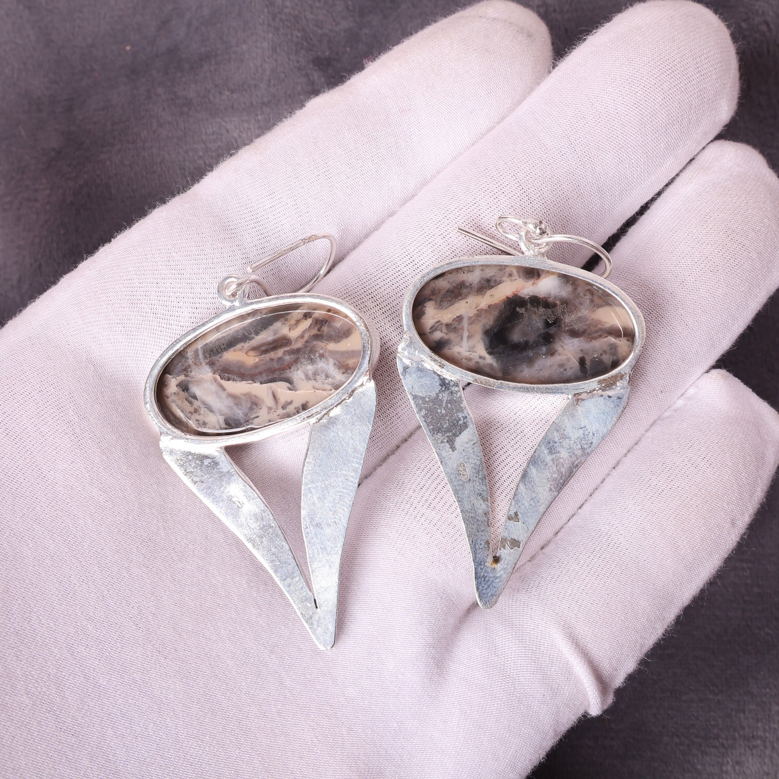 Natural Stick Agate Gemstone Drop/Dangle Earrings 925 Sterling Silver For Girls