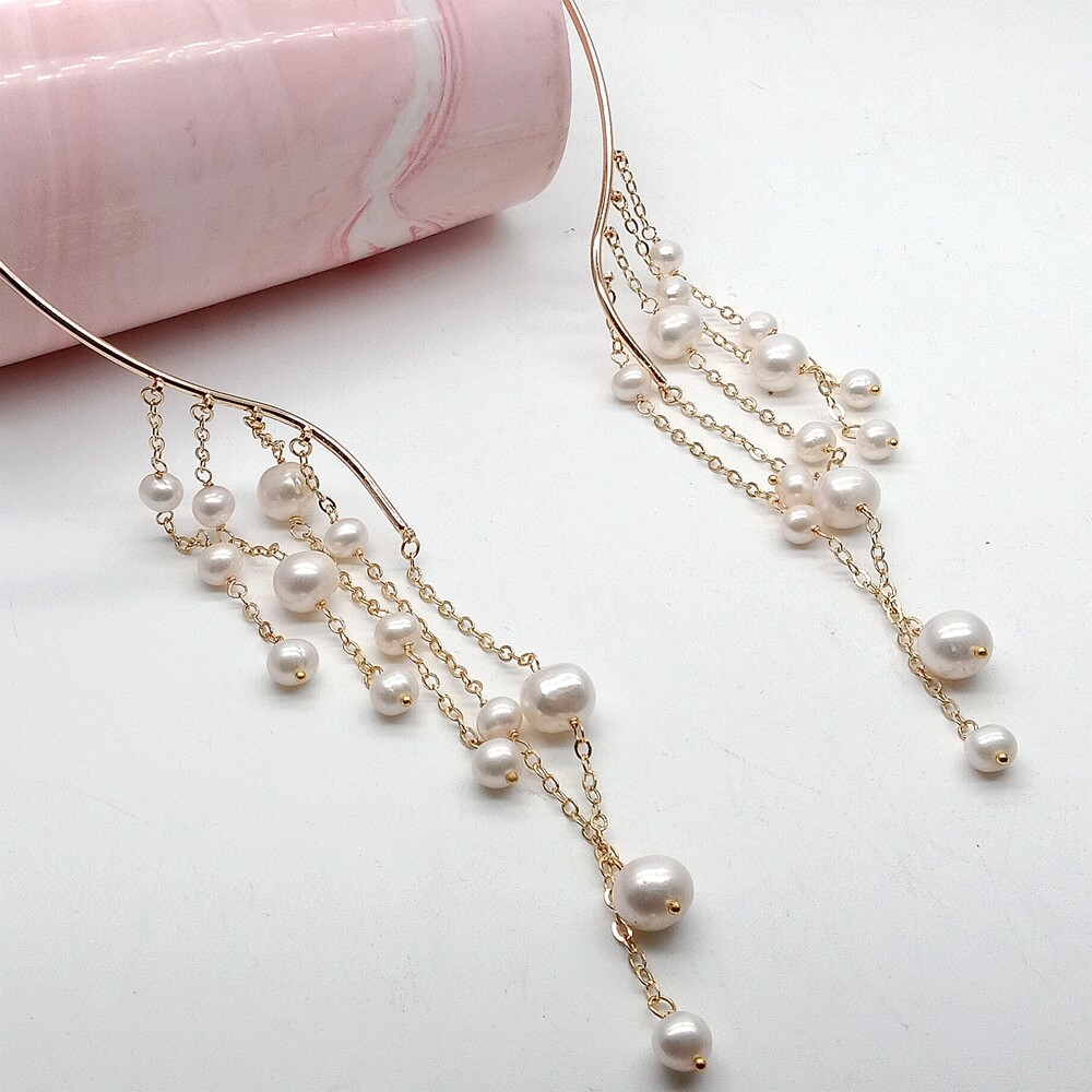 Freshwater Cultured White Pearl Electroplated Choker Necklace