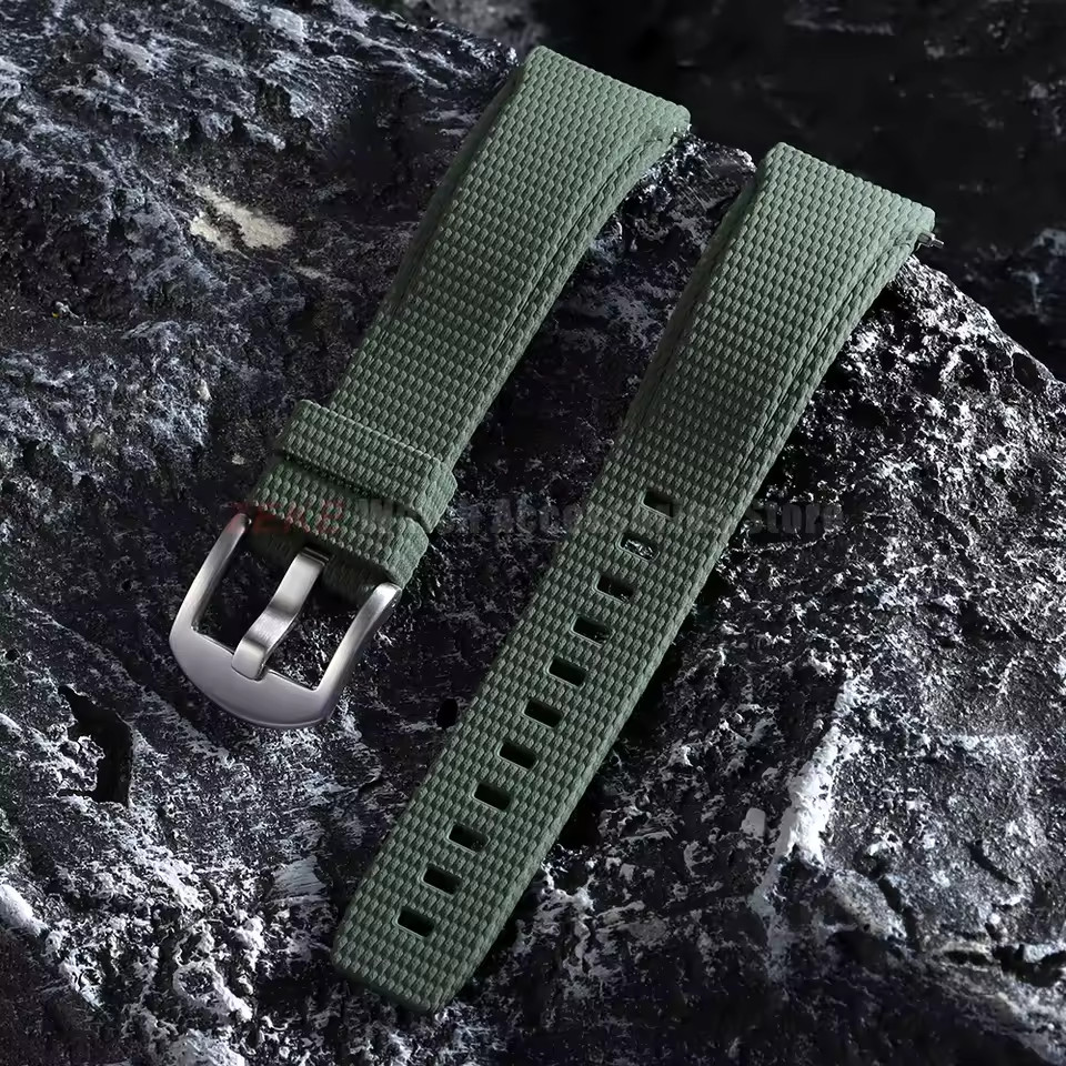 Curved End FKM Rubber Watch Strap 20mm 21mm 22mm Military Sport Band